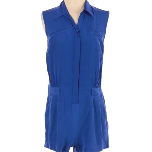 Central Park West Size Small Blue Silk Romper - Picture 1 of 3